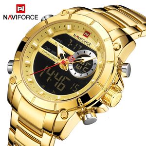 NAVIFORCE Top Luxury Original Sports Wrist Watch For Men Quartz Steel Waterproof Dual Display Military Watches Relogio Masculino 240322