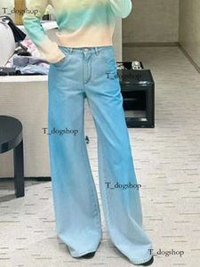 2024 Spring Channel New Classic Double Letter Design Flocking High Waist Wide Leg Jeans Designer Women's Jeans Fashionable High-quality Jeans 897