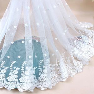 1 метра шириной 45 см белые вышивающие цветы сетчатая кружевная ткань для свадебных платьев.