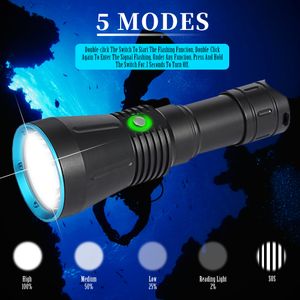 Asafee DA16S 50M Professional LED Diving Flashlight Rechargeable 3600LM XHP70 LED Diving Depth IPX8 Waterproof Lantern Lamp