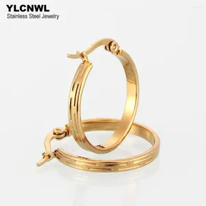 Hoop Earrings Women's Stainless Steel Gold Silver Color Round Statement Brincos Female Trendy Jewelry Wholesale Gift 2024