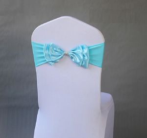 Wedding Spandex Chair Sash Satin Lycra Bow Tie Band Ready Made For Use Hotel Birthday Party Show Decoration