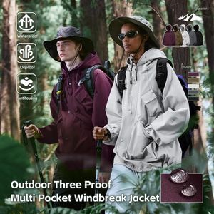 Men's Jackets INFLATION Full Zip Up Hooded Windbreaker Jacket Unisex Spring Outdoor Hiking Cargo