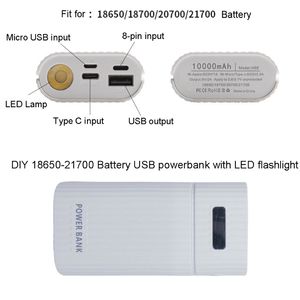 3-Port Girdi DIY USB Güç Bankası Kiti Kutusu Kılıfı 18650 20700 21700 Cep telefonu tablet için LED el feneri ile pil şarj cihazı