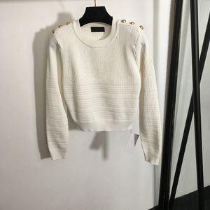 Fall Pullover Sweaters Women Designer toppar axelknapp designer skjorta lyxbrev jacquard tröja tees