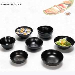 Wshyufei Melamine Noodle Bowl Black Food Grade Plastic Soup Bowl Sauss Risskål Kryddor Kryddor Sätt Diske Hot Pot Table Beware