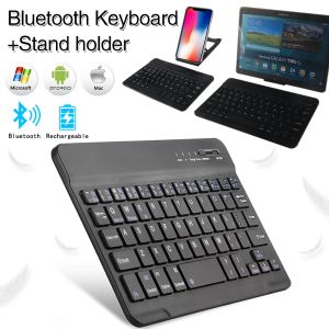 Klavyeler Klavye Tablet Dizüstü Bilgisayar Telefon Kablosuz Bluetooth Mini Klavye Şarj Edilebilir Klavye +Tablet PC/Cep Telefonu Tutucu Stand