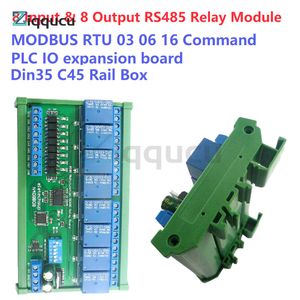 CC 12V 24V 8 ISOLADO ISOLADO 8 saída DIN35 C45 Caixa de trilho UART RS485 Módulo de relé Modbus RTU Control Switch Board