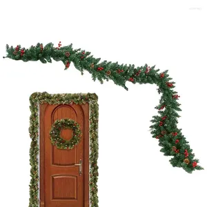 Decorative Flowers Christmas Flocked Garland With Pine Cones Pre Lit Decorated Decoration Accessories For Window