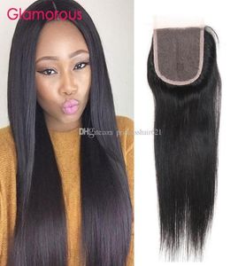 Glamorous Brazilian Straight Human Hair Closure 4x4 1Piece Natural Black Healthy Malaysian Peruvian Indian Remy Hair Virgin Hair C2779620