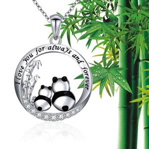 Nytt hjärtformat vatten diamanthänge legering målad olja nationell skatt panda halsband mors dag smycken