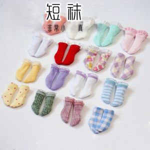 18 kolorów ręcznie robione w paski koronkowe krótkie ubrania dla lalek do blyth Barbies Azone OB24 Pullip Doll Sock Akcesoria
