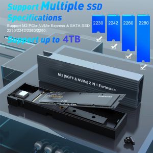 Gehege M.2 zu USB 3.1 Dual Protocol SSD -Fall, M.2 NVME PCIE NGFF SATA M2 SSD -Adapter für 2230 2242 2260 2280 NVMe/SATA M.2 SSD external