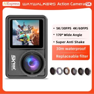 Câmera de ação de câmeras 5k 4k 60fps Ultra HD Wi -Fi Sports Video Recording Camecorder Motorcyclet Proper impermeável Cames de bicicleta