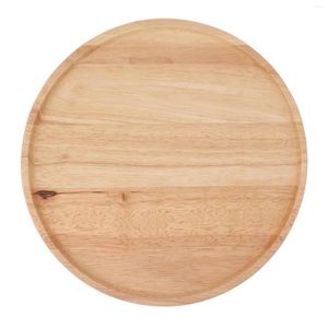 Tea Trace Drewniana talerz drewniana taca do serwowania 30 cm solidne okrągłe antykdemacja Eko Ekologiczne proste wielofunkcyjne dla sypialni
