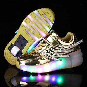 Sline Roller Paten Led Hafif Roller Skate Ayakkabıları Çocuklar İçin Yetişkinler Bir Tekerlek ve İki Tekerlek Işık Parlayan Flash Spor Kekleri USB Şarj Uçan SH Y240410