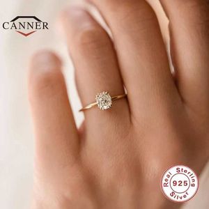 Band Rings Canner Real 925 Sterling Gümüş Moda Mini Zirkon Nişan Yüzüğü Kadın Yüzük Altın Zarif Takı Hediye Anillos J240410