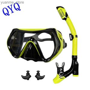 Dykmasker QYQ Professionell Dykning Mask Snorkel Vuxen Silikon Kjol Vattentät Scuba Mask Snorkel Set Y240410