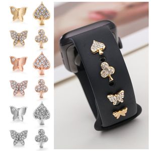 Für Apple Watch Band Metal Charms Dekorativ Ring Diamond Ornament Smart Watch Silicon -Gurtzubehör für IWatch -Armband