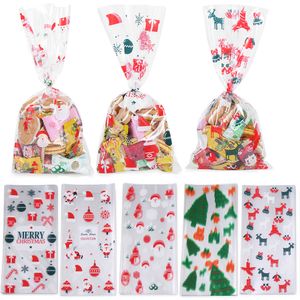 50pcs Weihnachten Cookie Packsbeutel Weihnachten Cellophane Party Taschen behandeln Süßigkeiten Bag Festival Party Gunst Geschenk Frohe Weihnachten Hallowe