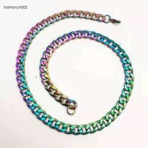 Duyizhao Factory Wholesale Hip Hop Jewelry Multi Color Plated rostfritt stål Kubansk länkkedja halsband