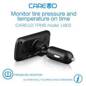 TPMS-däcktrycksövervakningssystem diagnostiskt verktyg däcktryck larm cigarett ljusare temperatur diy psi bar careud 903