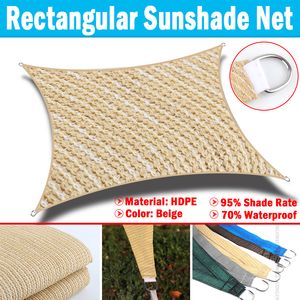 HDPE Anti-UV Beige Sun Shade Sail Arcrectangle Canopy Tent Outdoor Pergolas Shading Net Swimming Awising Car Sun Shelter