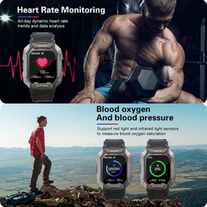 Yeni C20 Smartwatch 1.71 inç IP68 Su Geçirmez Kalp Hızı Monitör Pedometresi Spor Bluetooth Yüzme Akıl Saati Erkekler için