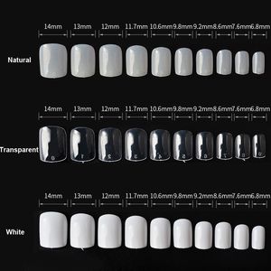500pcs/pakiet Krótkie okrągłe fałszywe paznokcie przezroczyste naturalne białe fałszywe paznokcie sztuczny pełny pokrywę UV Gel Manicure Zestaw Manicure