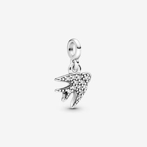 100% 925 Prata My Swallow Mini Dangle Charm Fit Original Me Link Bracelet Jewelry Acessórios277h