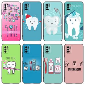 Dentista dentes do médico Caso de telefone para Xiaomi Redmi Nota 7 8 9 10 11 8t 10t 9s 10s 11s 4g 11e 11t Pro 5g tpu mole tpu preto