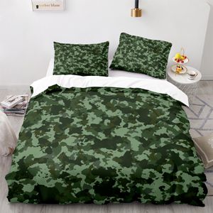 Set di coperture per piumini mimetico set di abbigliamento monocromatico che nasconde nascosto nei boschi stampano il set di biancheria da letto in poliestere decorativo