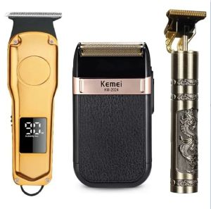 クリッパーズヘアクリッパーセットヘア切削工具男性用エレクトリックヘアトリマーkemei beardシェーバートリマー0mm男性バーバー充電式