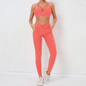 Aktive Sets Sport -Outfit für Frau 2024 Fitness Set Sportswear Fitnessstudio Kleidung Push Up Yoga BH Leggings Kleidung Purpur Orange