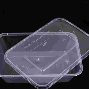 Take Out Containers 50pcs Transparent Fruit Carry Box Disposable Salad Meal Food Storage Packing (750ml)