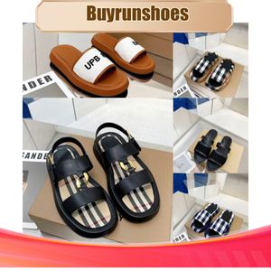 Impressão vintage Tartan Slipper Sandal Sapatos casuais Slide de borracha Designer de luxo Sliders Summer Summer ao ar livre feminino para homens praia chinelos planos de viagens de viagens 2024