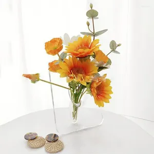 Vases Acrylic Po Frame Vase Aesthetic Small Clear Flower Indoor Desktop Decoration For Bookshelf Arrangement