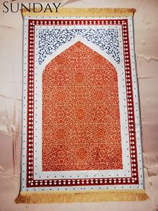 Dorosły diamentowy aksamitna mata Muzułmańska Ramadan Dywan Klam Kneel Knel Keton Non-Slip Printed Floor Dywany Przenośne dywany modlitewne 240418