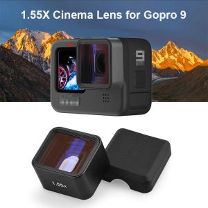 Kameror Ny HD 1,55x Cinema Lens för GoPro9 Hero 9 Sportkamera Widescreen Borsta med Blue Light Anamorphic Lens för GoPro 9 -tillbehör