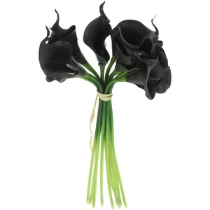 Dekorativa blommor 10 PC: s konstgjorda bukett svart simuleringsdekor Rekvisita plast faux mini ornament