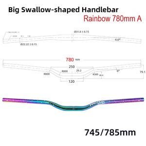 Rainbow Cykelstyrning 31.8*780mm MTB Cykelstyrning Aluminiumlegering Horisontell Big Swallow-format styret