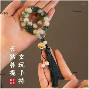 Beaded Strand Gradient Pliable Temperament Hand Toy Handheld Lotus Tassel Flexible Ring Men And Women Bodhi Seed Buddha Beads Bracelet Dh2h6