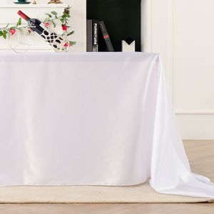 テーブルクロスラウンド長方形のテーブルクロス2-12ピープルテーブルソリッドホワイトテーブルカバーダイニングテーブルの結婚式のためのエレガントなテーブルクロス