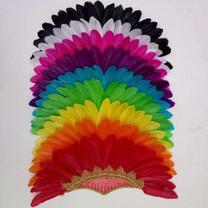 Party Decoration Adult Big Feather Headpiece Headband For Mardi Gras Masquerade Crown Headdress Costume Fancy Wedding Easter