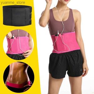 Sport Bags Unisex Adjustable Elastic Waist Support Belt Neoprene Faja Lumbar Back Sweat Belt with Pocket Fitness Belt Waist Trainer Heuptas Y240410