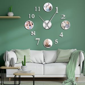 Photo Picture Frame DIY Large Wall Clock Custom Photo Decorative Living Room Family Clock Personalized Images Frame Big Clock