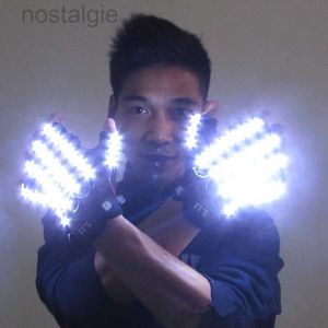LED Rave Toy6 Colors Light-Emitting Gloves Music DJ Party Cosplay Stage Performance Glowing Half Finger LED Beaming Lights Gloves 240410