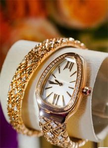 U1 Top-Grade AAA Ladies Uhren-Serpentin-Set mit Diamant-Zifferblatt Schlangenform Japanischer Quarz einzigartiger Kunststil Designer 23x34mm Größe Sport Series Armbanduhr Montre Montre