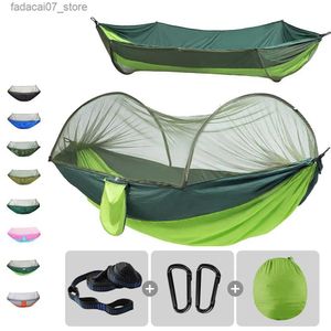 Hammocks 250x120cm single and double portable camping hammock equipped with mosquito nets bed pop-up simple suitable for hiking in the backyard during travelQ