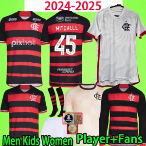 24/25 Flamengo Soccer Jerseys 2024 2025 Football Shirt Mens مجموعات Kids Kit Women Camisa de Futebol Long Sleeve Pedro Diego Gerson Gabi Lorran Pulgar Player Version